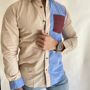 Newington Button down color block dress shirt